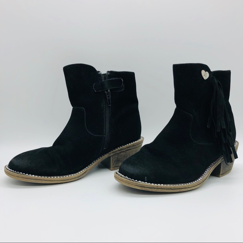 STUART WEITZMAN BIG GIRLS BLACK SUEDE BOOTS SIZE 1